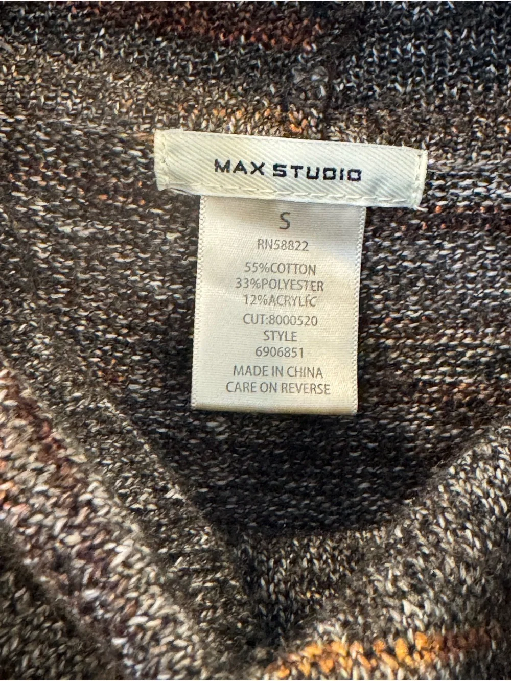 Max Studio Cowl Neck Brown Tan Space Dye Knit Long Sleeve Sweater Dress